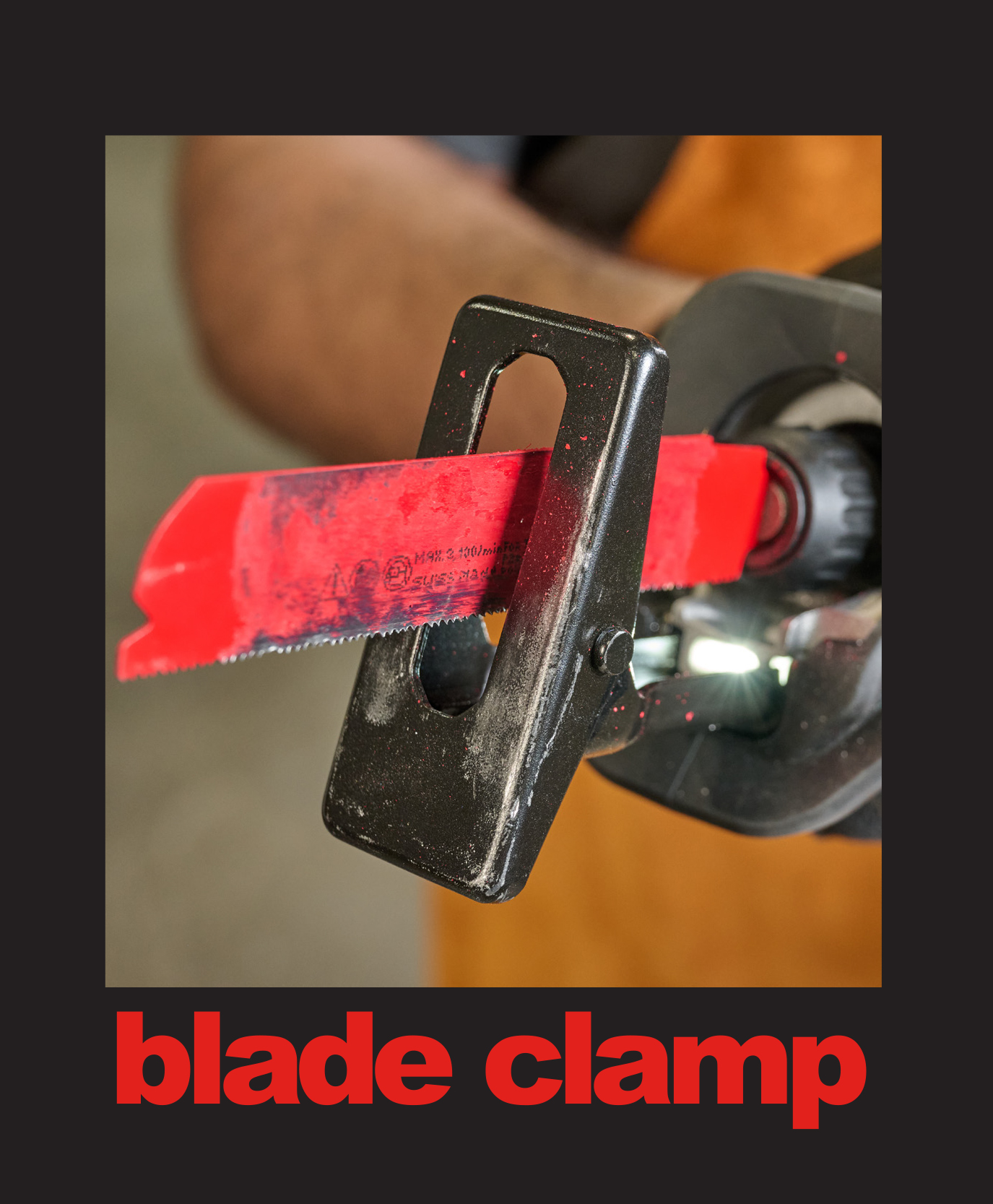 cordless recip saw has a tool-less blade clamp for a quick change of blades.